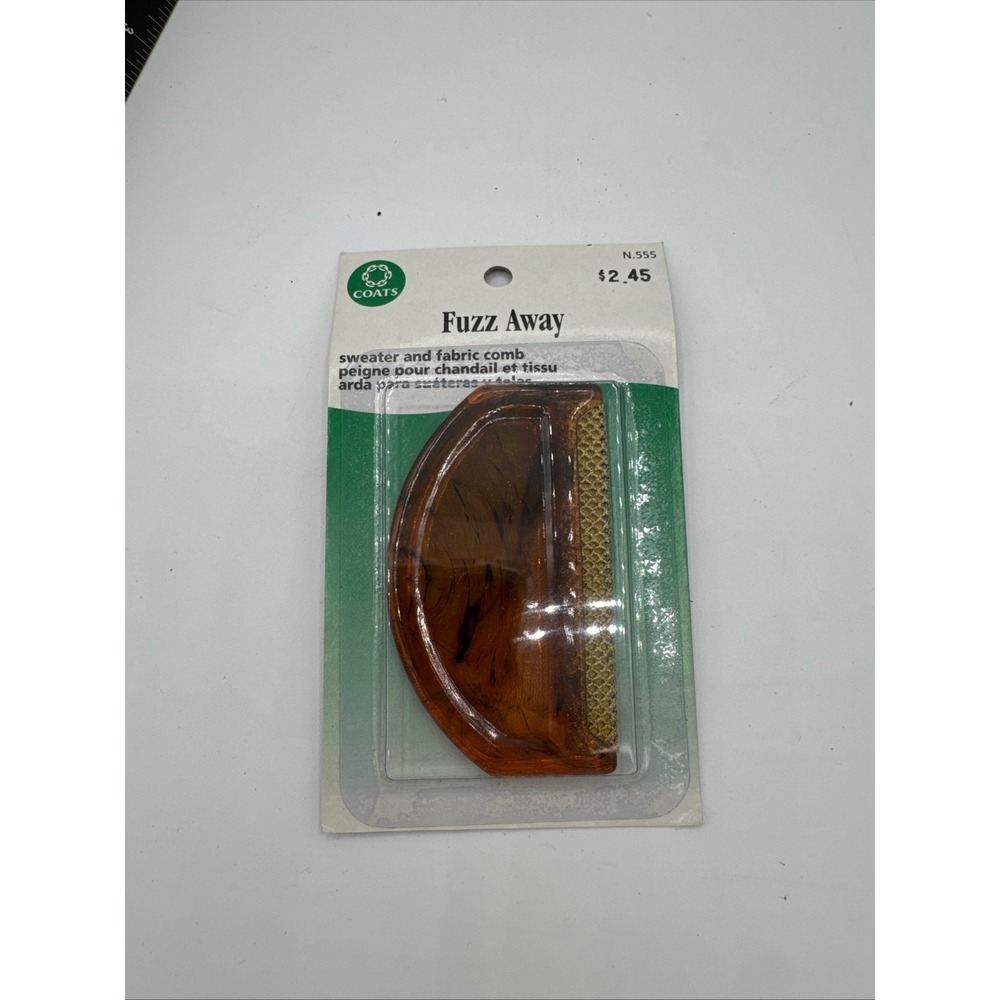 Coats & Clark Fuzz Away Sweater & Fabric Comb N.555 Tortoise Shell Lint Remover